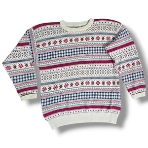 Northern Reflections | Vintage 90s Fair Isle Waffle Knit Crew Holiday Sweater